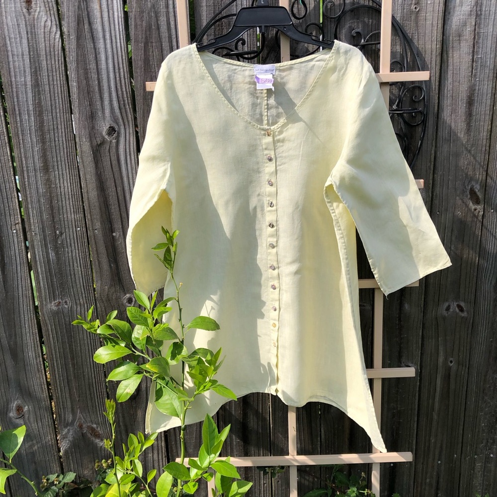 Soft Surroundings Yellow Linen Tunic L